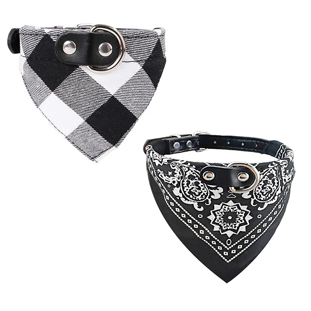 Newtensina 2 Piezas Tartán Pañuelo para Perros Lindo Perrito Pañuelo Ajustable Perrito Collar Bufanda…