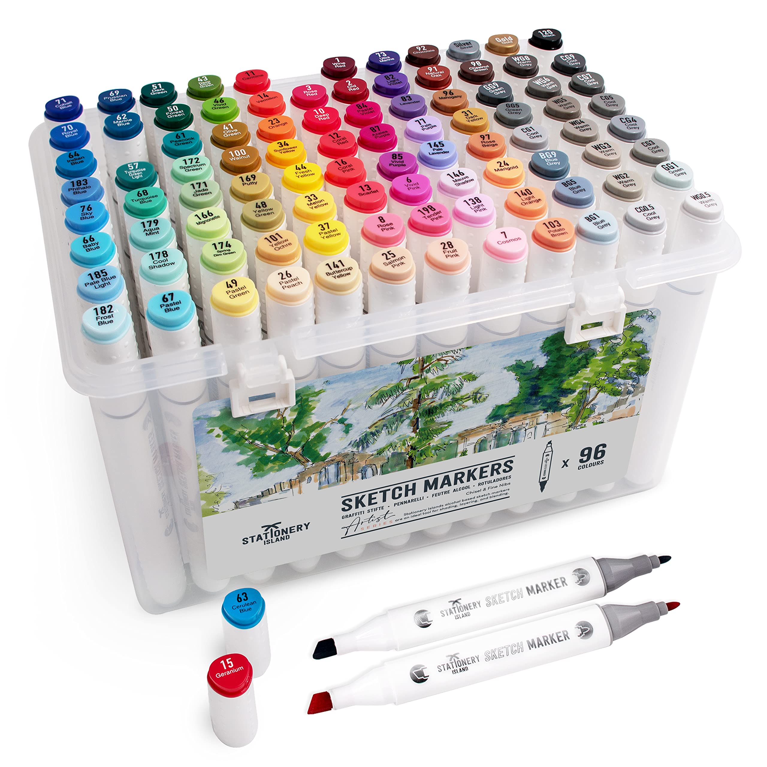 Buy Stationery Island Essential Colours Sketch Markers Premium Quality Set of 96 Carry Case