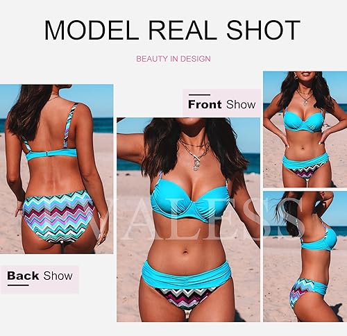 Miniatura 3 de EVALESS Traje de baño de mujer Traje de baño de dos piezas con tirantes de hombro Bikini acolchado Conjunto de trajes de baño (Idioma español no