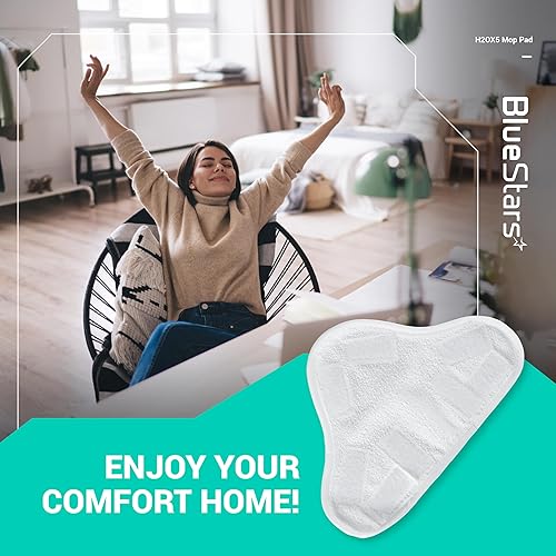 Miniatura 9 de BlueStars Paquete de 10 almohadillas de microfibra lavables ultra duraderas para mopa de vapor para piso, ajuste exacto para modelos H2O X5 H20,