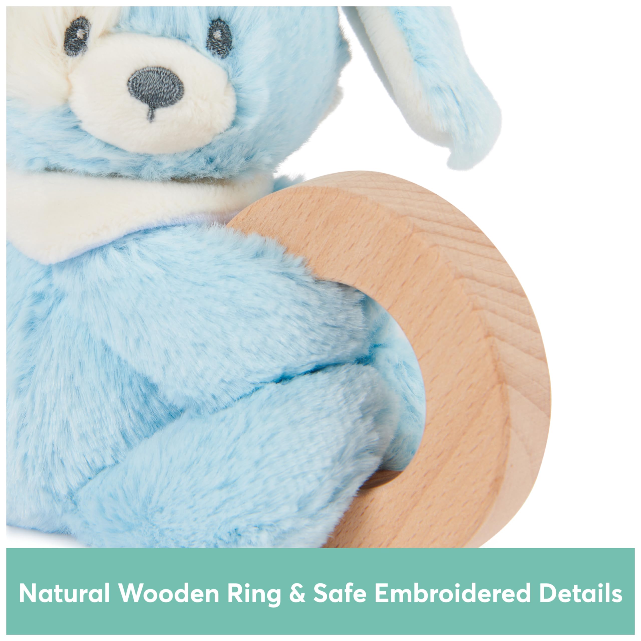 GUND Baby Sustainable grzechotka dla szczeniaka, wypchane zwierzę, pluszowa wykonana w 100% z pluszowych materiałów pochodzących z recyklingu, drewniana grzechotka dla niemowląt i noworodków