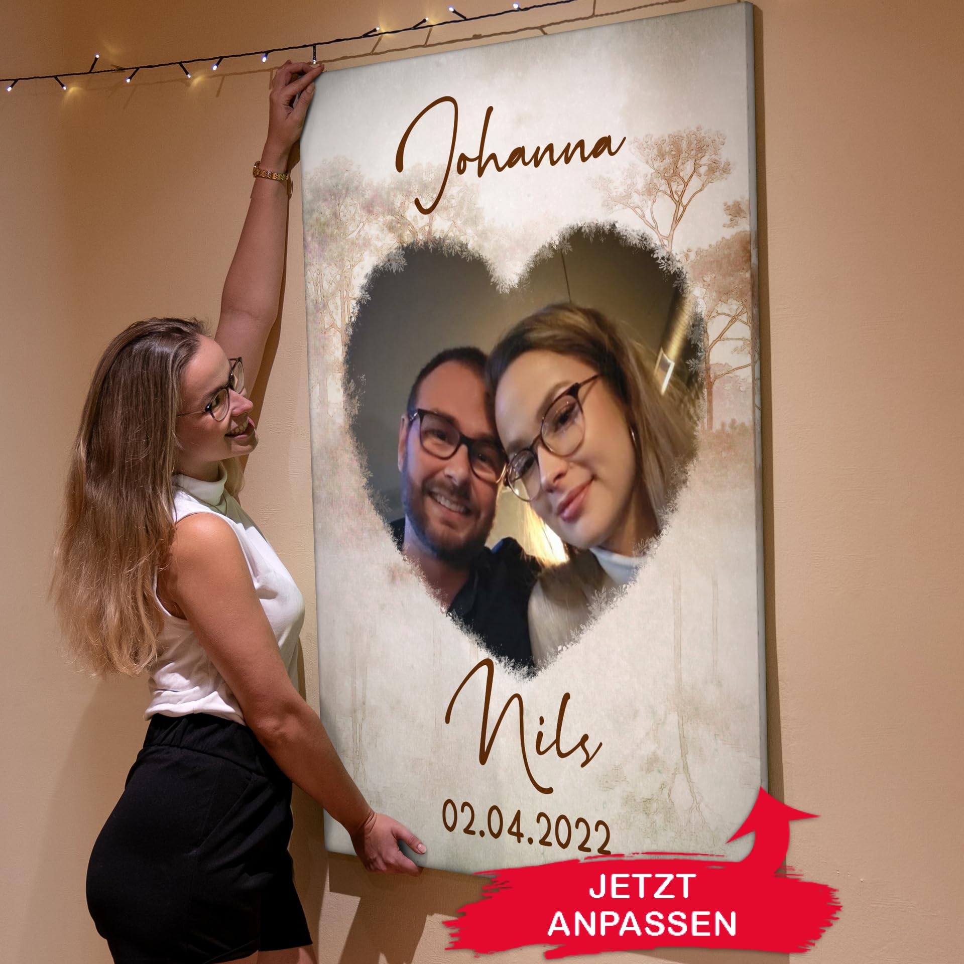 Liebesleinwand Das sind wir Leinwand | Leinwandbild mit Foto, Namen und Datum | Wandbild gestalten | Jahrestag Geschenk für Frau Freundin Mann Freund | Herzenswälder
