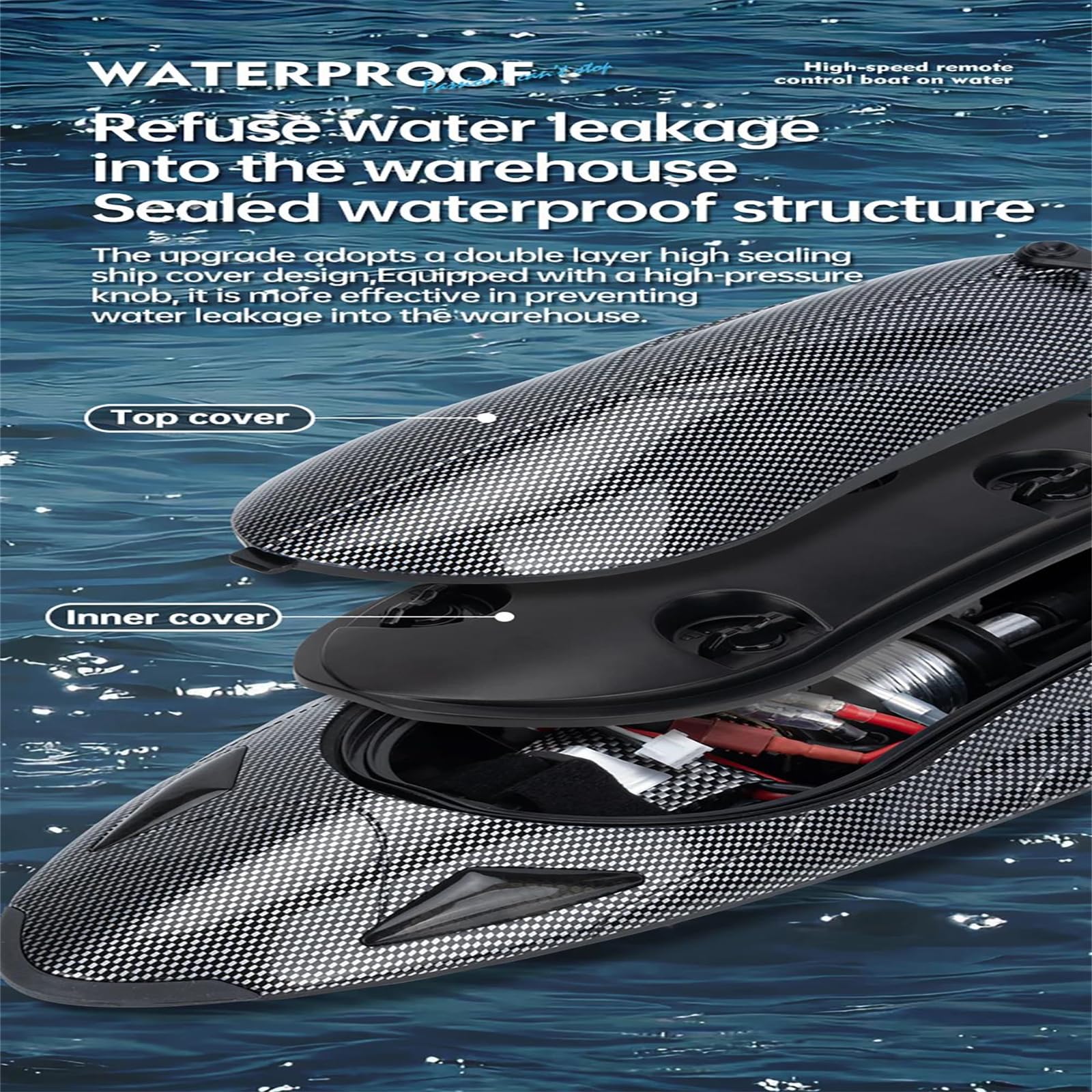 Barca RC ad Alta velocità 2.4G Turbo Jet 40KM/h 120-150M Distanza RC 7.4V 2000mAh 390 Brushed RC Boat per Bambini e Adulti Regalo,Triple Battery