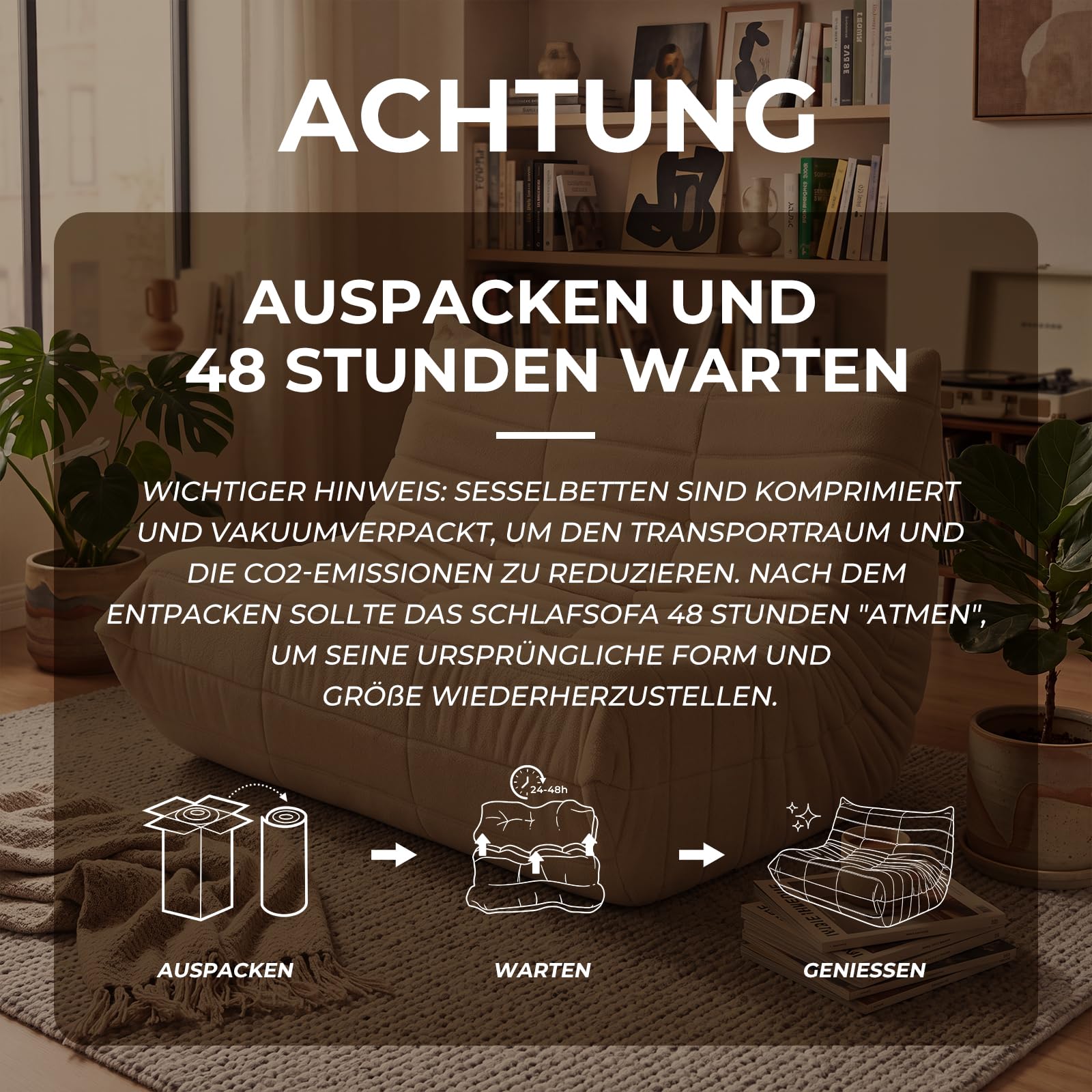 EVLIQUIL Sitzsack Sofa, Bodensofa, Lesesessel, Lazy Sofa (Beige)