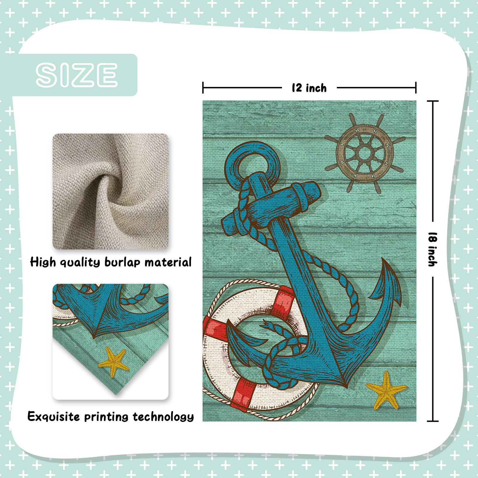 INNORU Gartenflagge Nautisches Design Mit Anker – Doppelseitig, Jute, 45,7x30,5 Cm