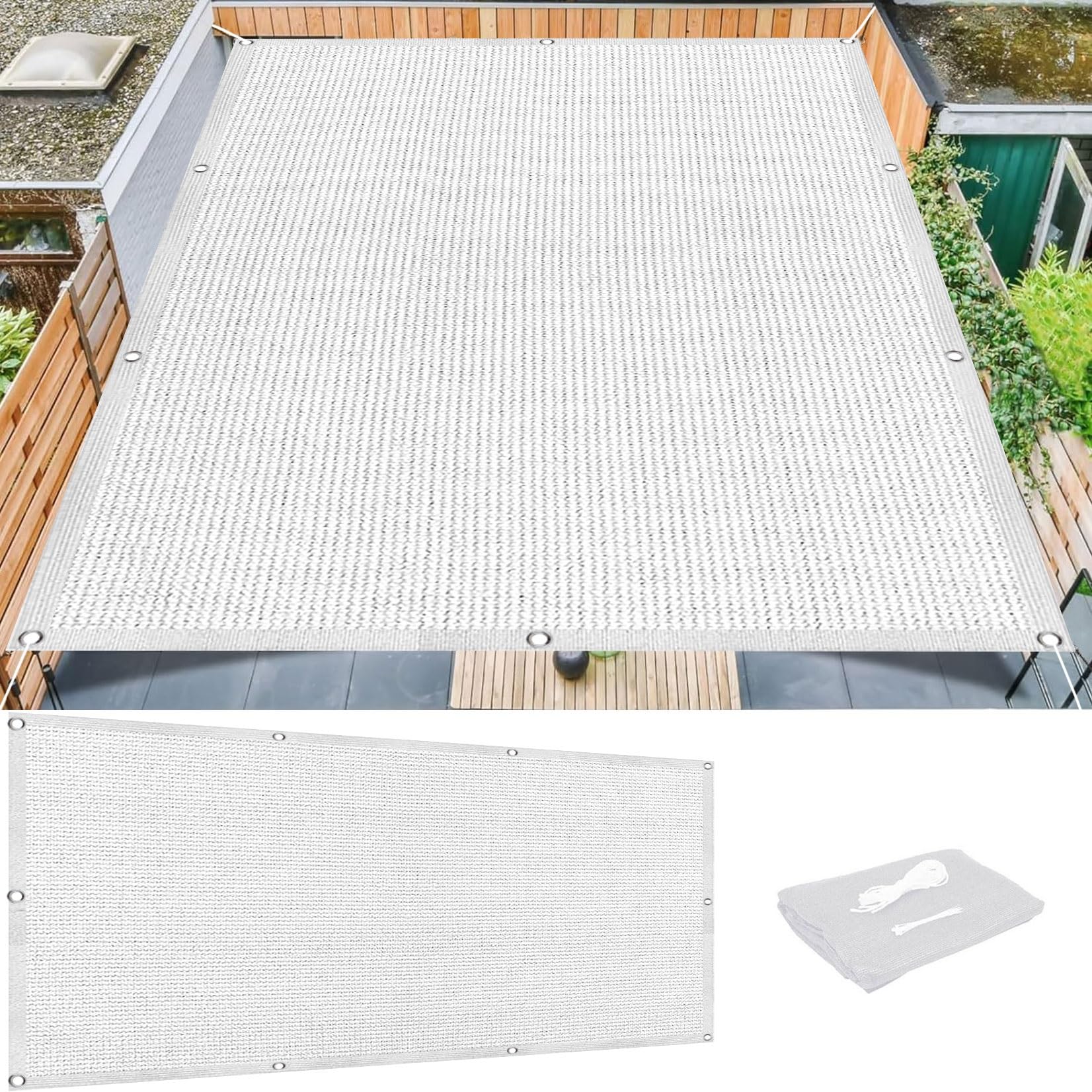 Voile d'ombrage respirant blanc 1x12 m toile protection solaire pour pergola