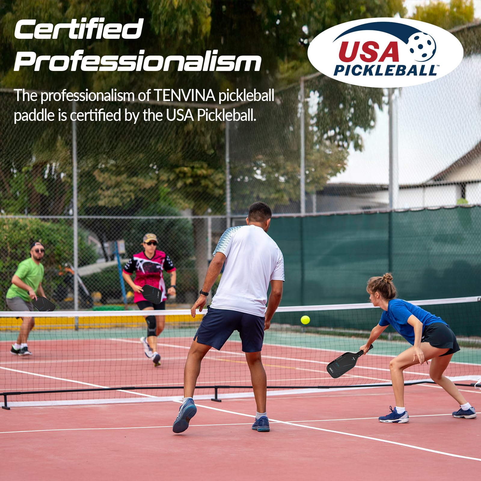 TENVINA Pickleball Paddles, Multi-Layer T700SC Textured Carbon Fiber Pickleball Paddle, 4-Types of Shapes and Thicknesses, Strong Spin & Power Surface of USAPA Approved Pickle Ball Paddle