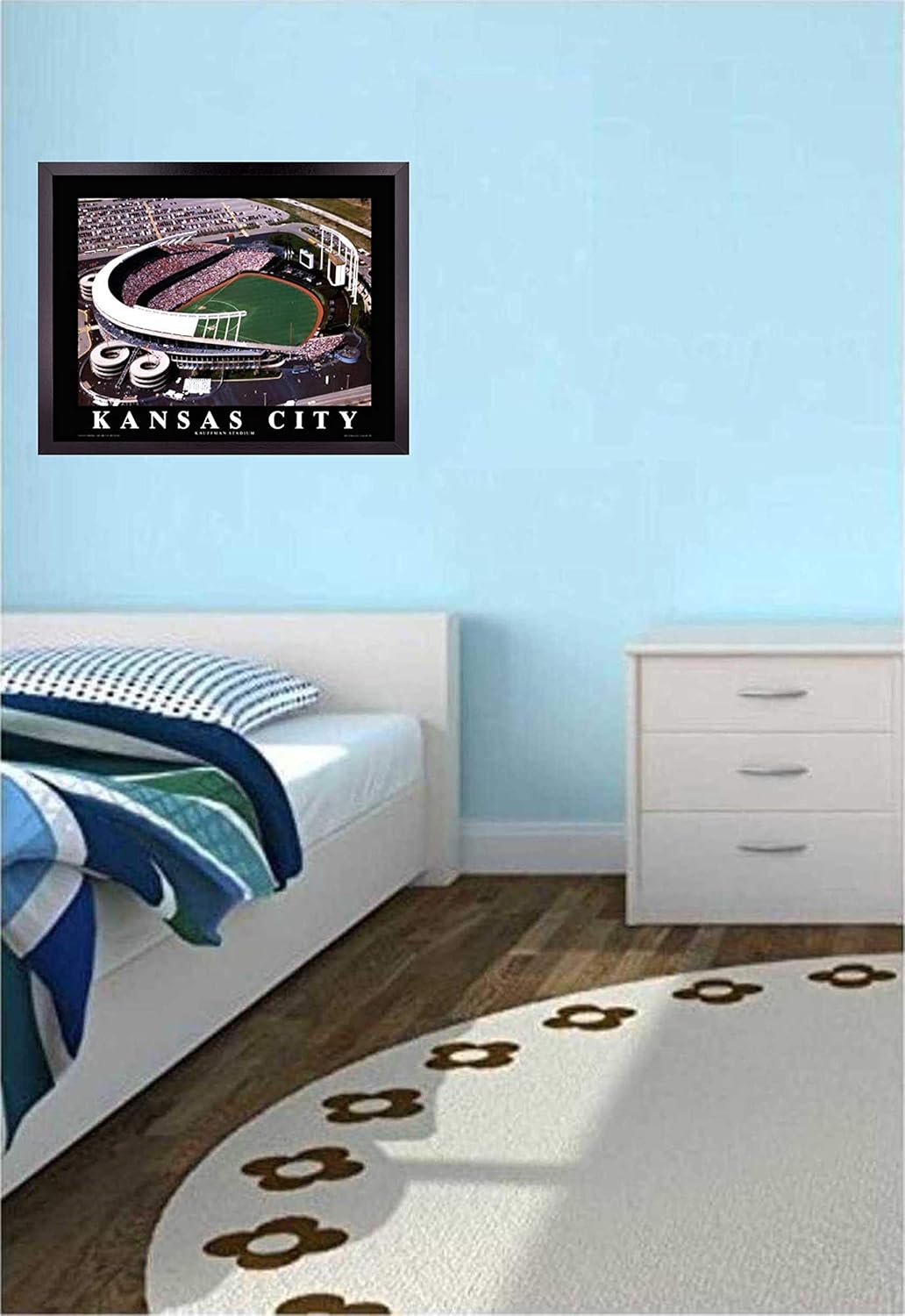 Póster de estadio de béisbol de Kansas City con marco para decoración