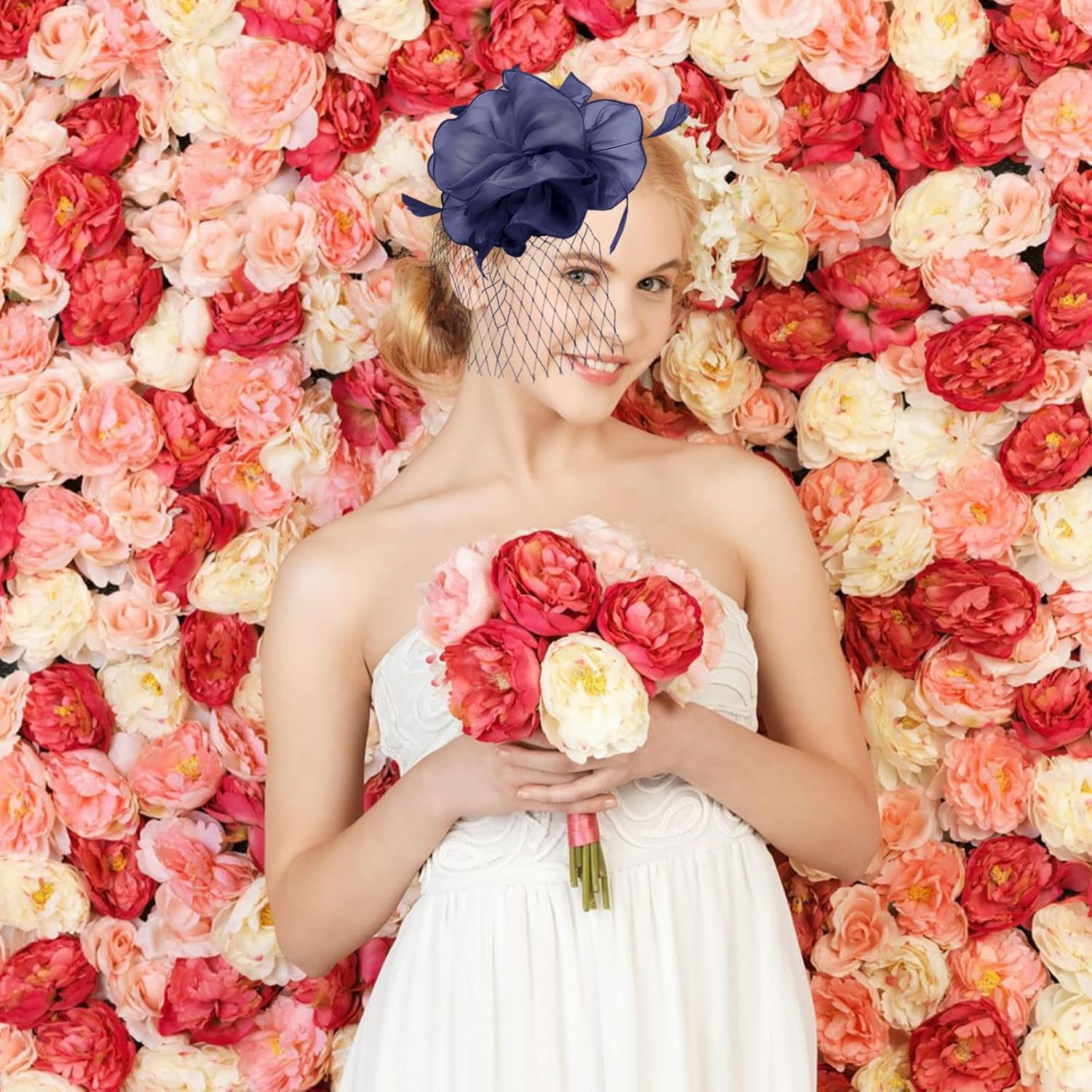 Ibeauti Fascinator Hats with Screentouch Lace Gloves Set for Women Tea Party Cocktail Wedding Derby Headwear Short Gloves - Image 4