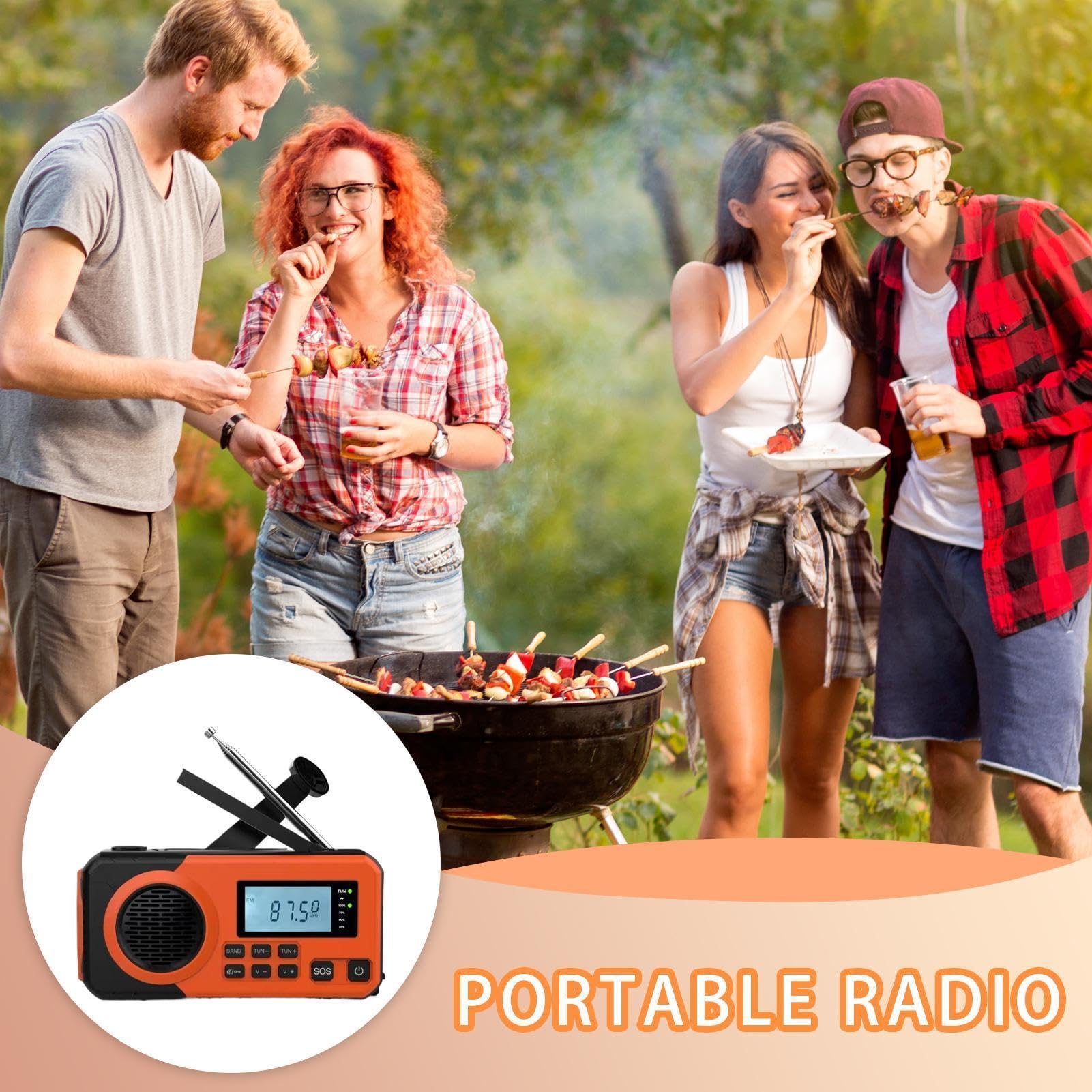 Radio Solar Manivela Manual Portátil | Radio Meteorológica Pequeña Para Hombres Mujeres Campistas Excursionistas Pescadores Viajeros Senderismo Mochileros Pesca