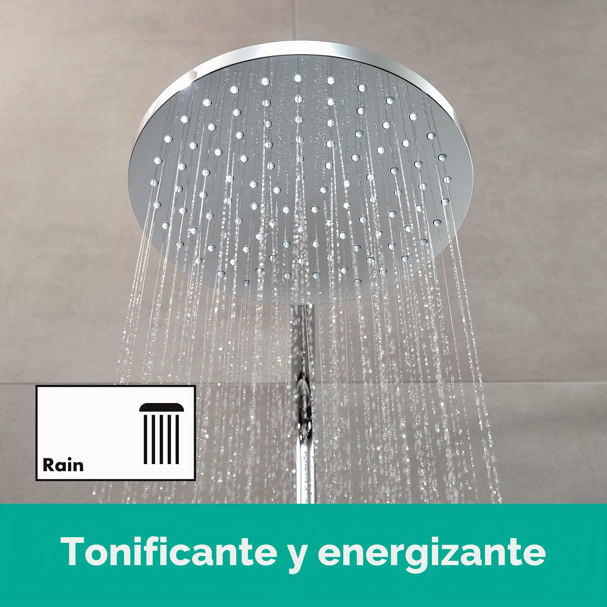Hansgrohe Vernis Blend Sistema de ducha con termostato 200, 1 tipo de chorro Ahorro de agua con termostato de bañera, cromo, 26079000