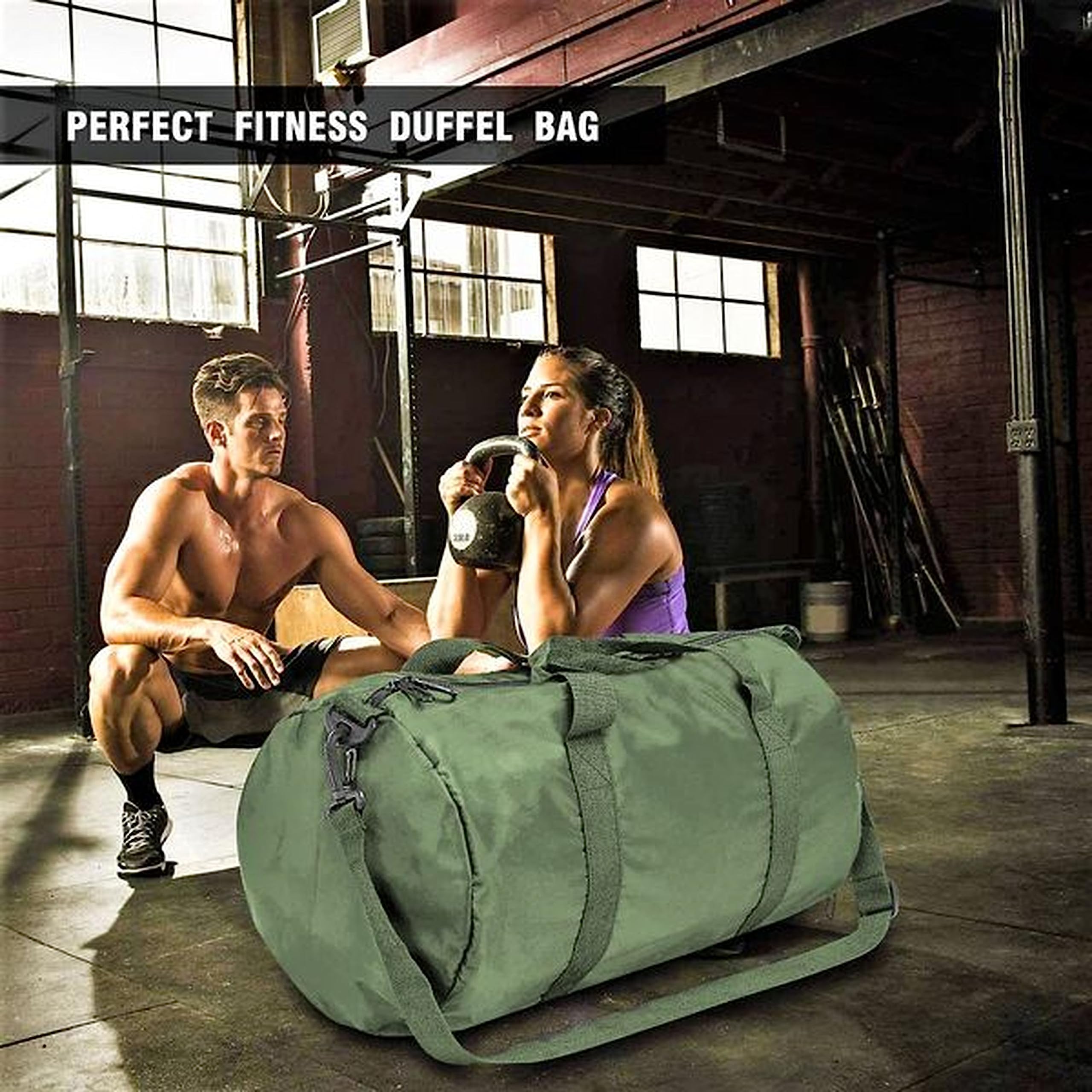 Gym Duffle Bag with Shoe Compartment Foldable Men Women Travel Fitness Holdall Sports Bags - Image 2