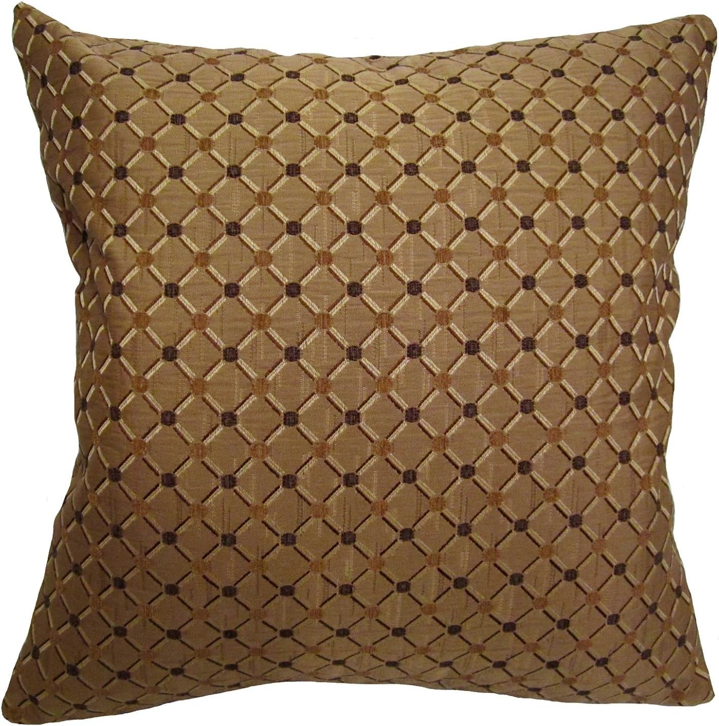 ReynosoHomeDecor 20x20 Shades of Brown Dotted Brocade Decorative Throw Pillow (Tronco Collection)