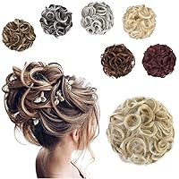 Vista 14 de Elaine Extensión de Moño Grande y Desordenado Cabello Rizado Moños Piezas de Cabello para Mujeres Sintético Ondulado Coleteros Grandes Gruesos