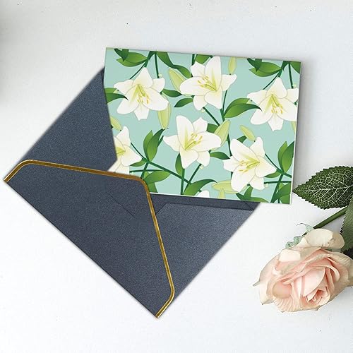 Miniatura 7 de Giglio bianco sul fondo della menta Tarjetas de agradecimiento con sobres, tarjetas de felicitación en blanco con sobres en blanco en el interior,