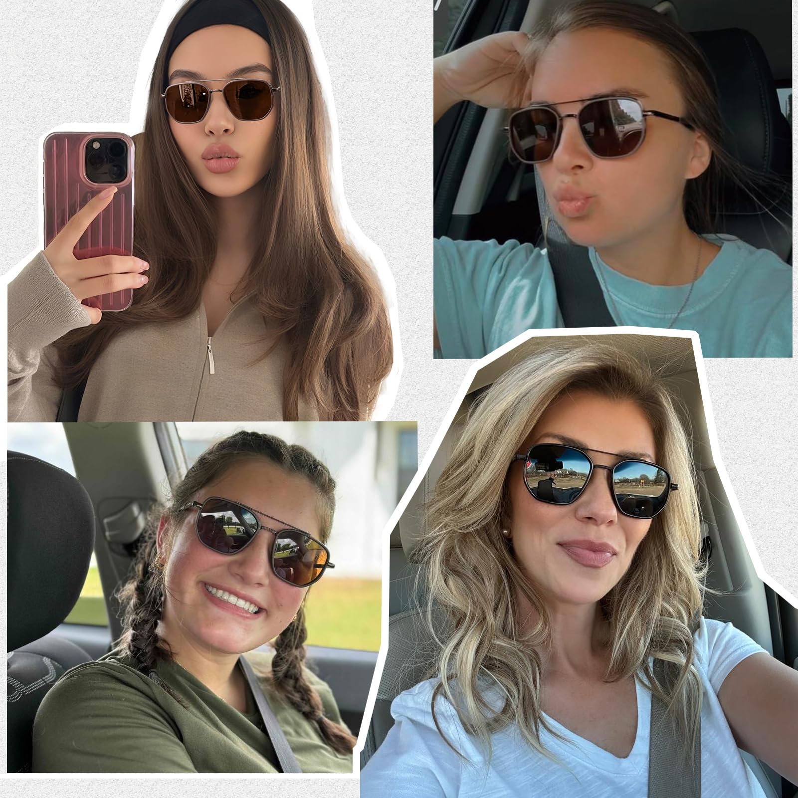 KUGUAOK Occhiali da sole polarizzati da aviatore, per donne e uomini, protezione UV, senza grovigli, occhiali da sole vintage alla moda