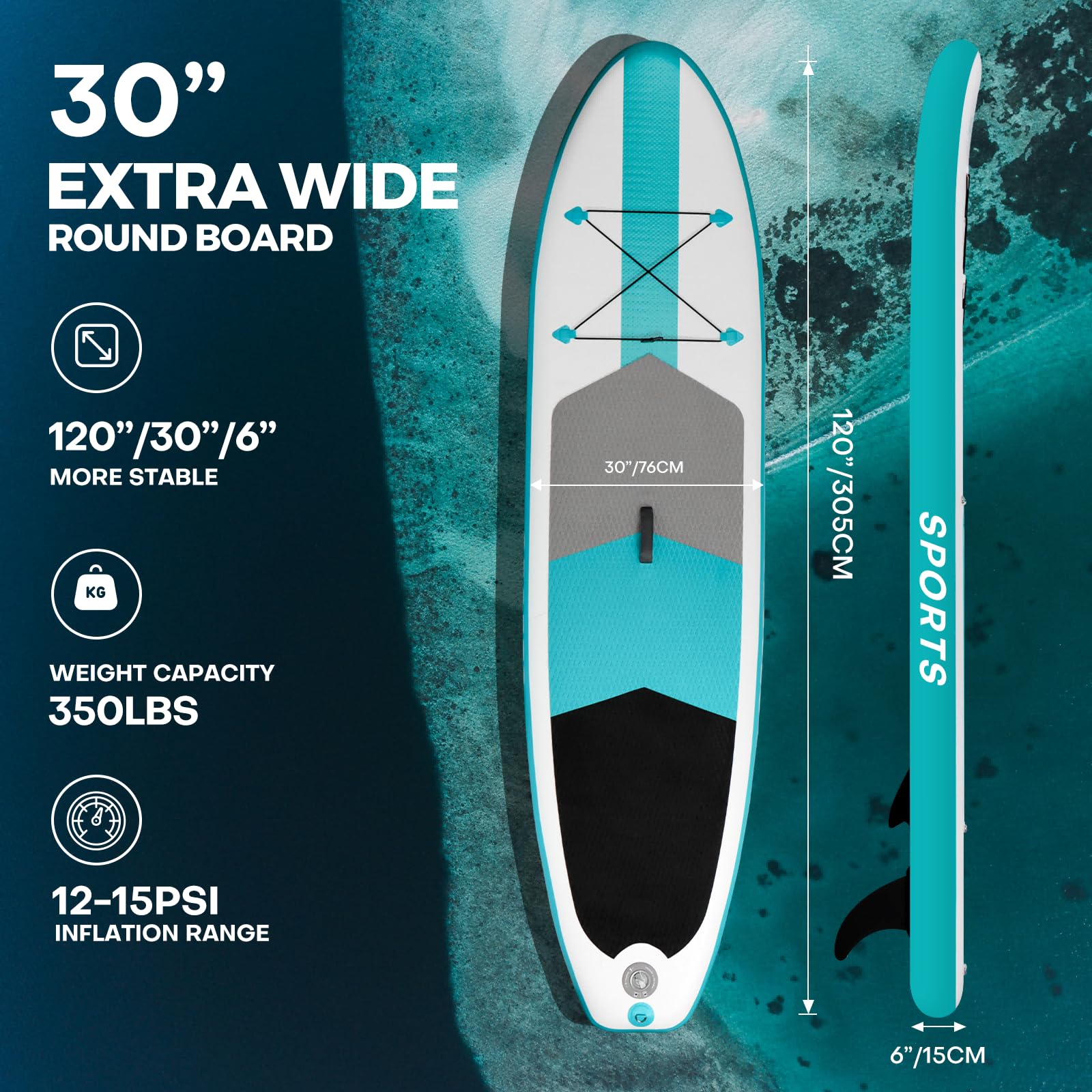 Panana Inflatable Stand Up Paddle Board, 10' SUP Paddleboard Kayak, Blow Up Paddle Boards for Adults Youth with Accessories Kit Anti-Slip EVA Deck (Aqua, 10'x30 x6)