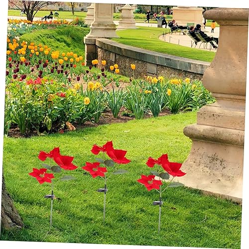 Miniatura 9 de Poinsetta solar Navidad Pascua solar inserción de piso luz jardín patio luz roja delicada flor falsa diseño estilo aleatorio