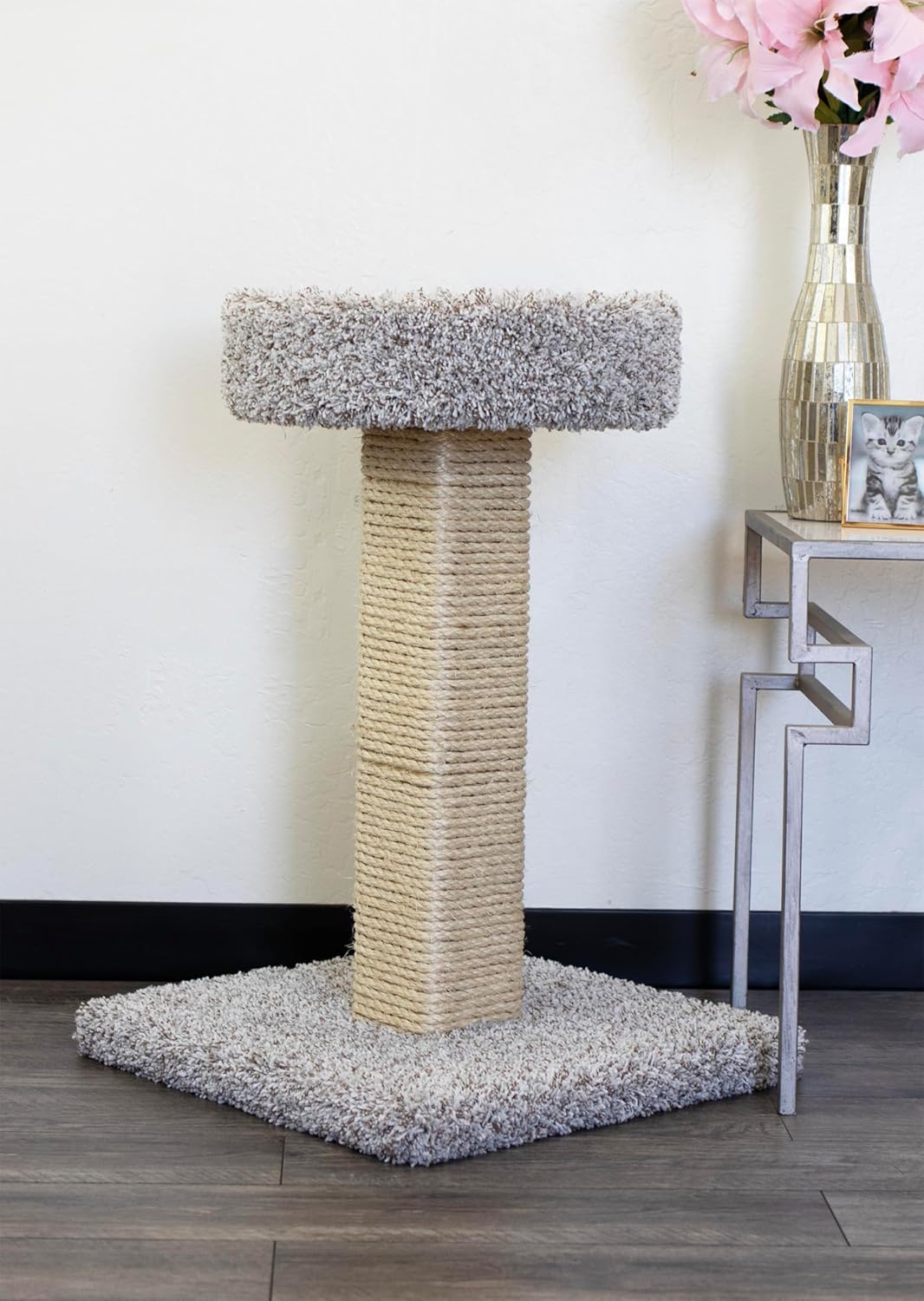 New Cat Condos Solid Wood Cat Scratcher with Cat Bed