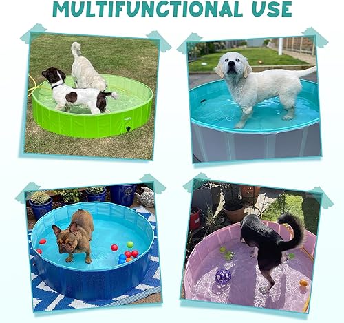 Miniatura 6 de Furrybaby - Piscina para perros plegable para perros grandes con placa dura, piscina plegable para mascotas para baño infantil, gris, 63'