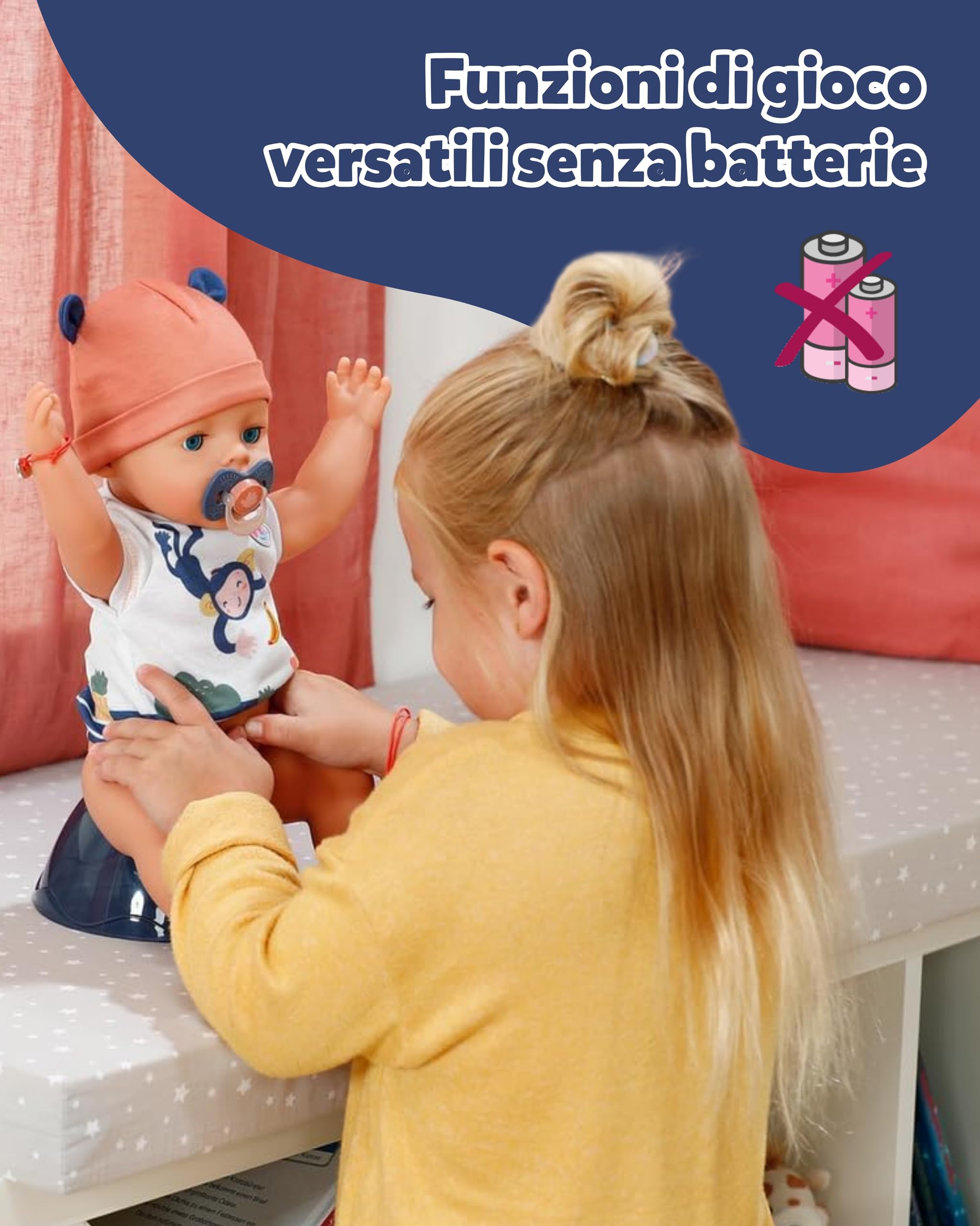 BABY born Emma in stile giungla - Bambolotto lungo 43 cm - 10 funzioni inclusi accessori e tutina in colori unisex - Funziona senza pile - Adatta a bambini dai 3 anni