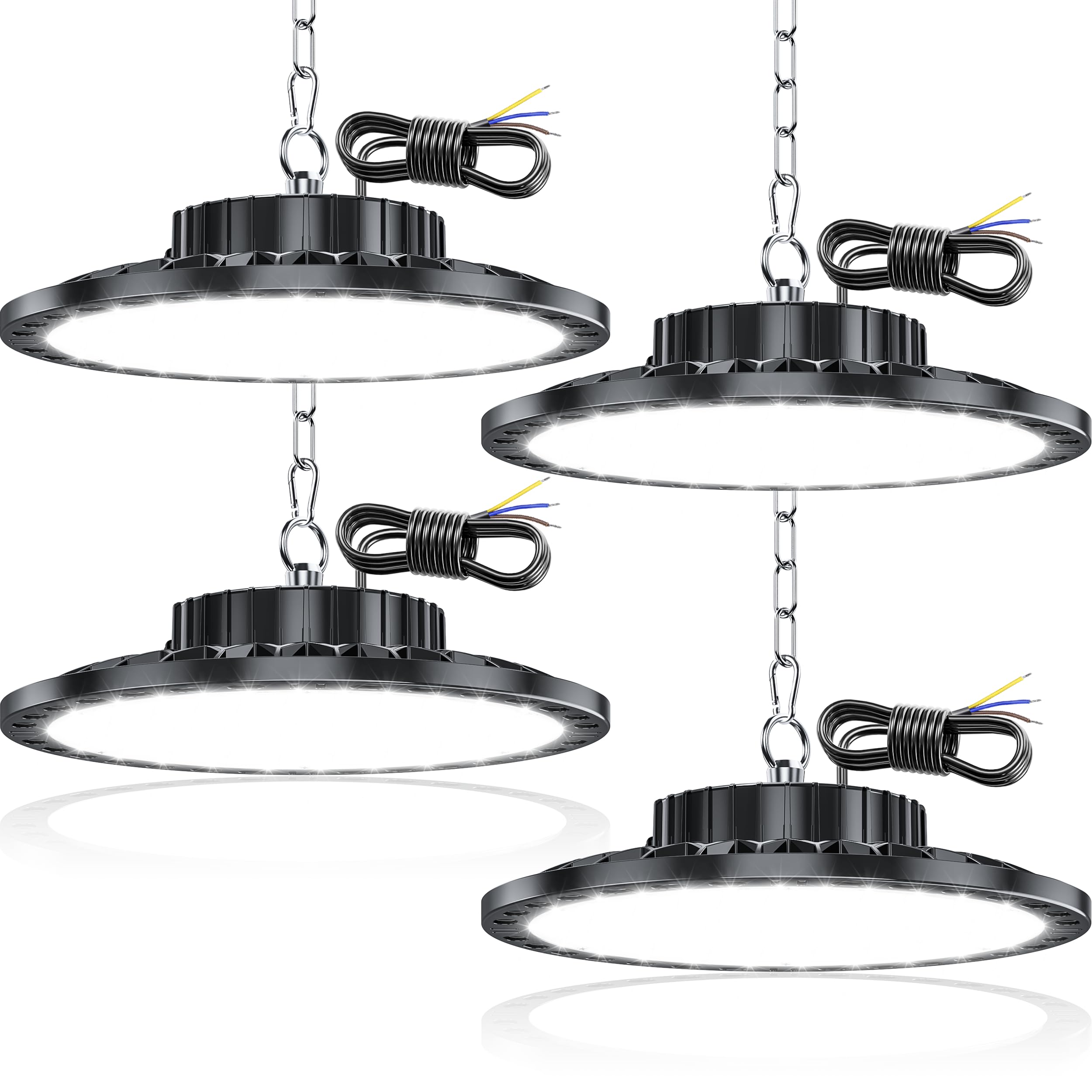 UFO LED Lámpara de Alta Bahía 100W 4PCS, 10000LM Focos Led Interior Techo, 7000K Blanco Frío, IP65 Impermeable LED Industrial para Garaje, Almacén, Oficina, Taller