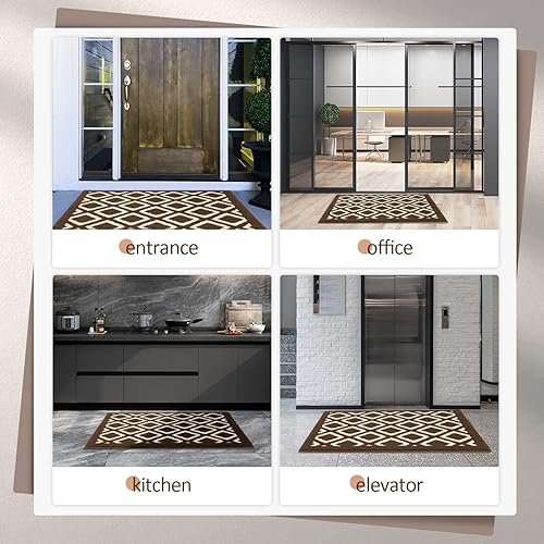 Miniatura 7 de Tapetes para puertas de interiores, antideslizantes, absorbentes, resistentes a la suciedad, tapetes con patrón geométrico clásico para interiores,