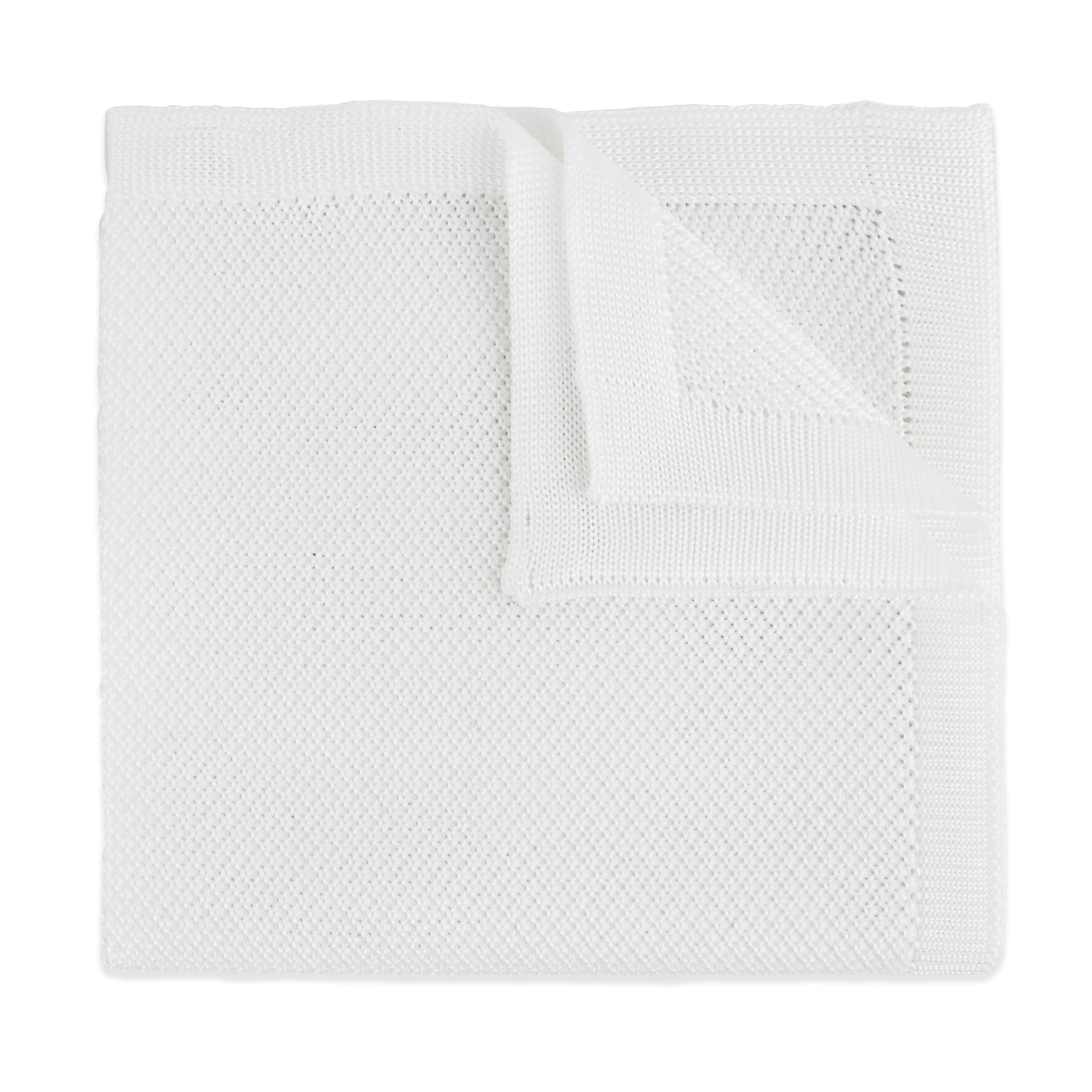 The Gents Lab Men's White Knitted Pocket Square Made From 100% Soft Polyester | Over 20+ Colours (White)