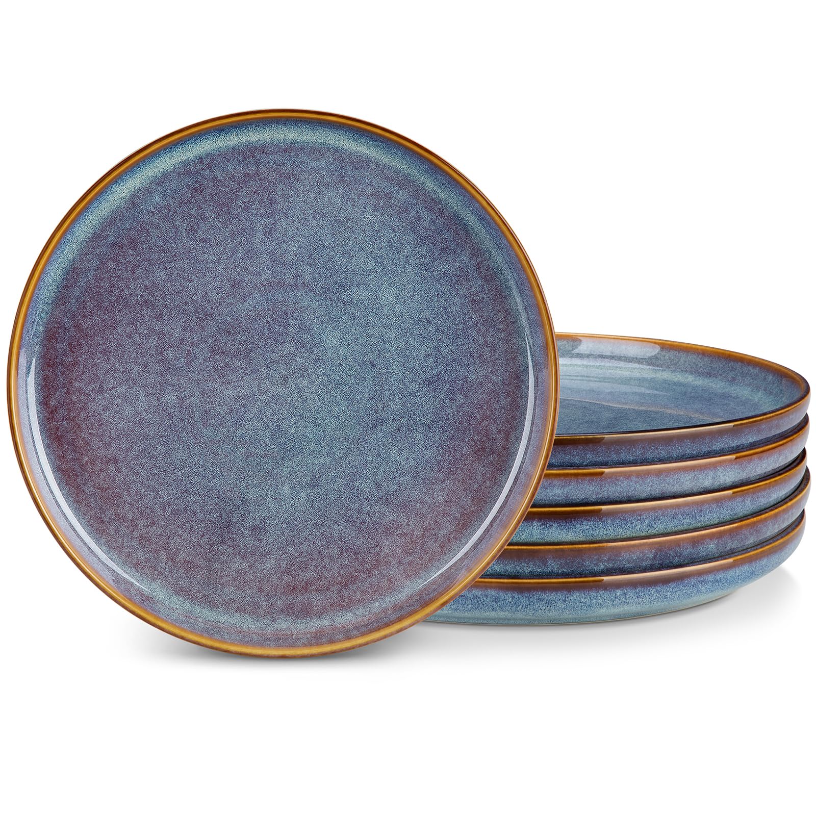 vancasso Speiseteller 6er Set 26cm, PLAYA Steingut Essteller 6 Personen Modern, Große Teller Set Lavendelblau für Frühstücksteller, Dessertteller, Flache Teller, Mikrowellen und Spülmaschinenfest