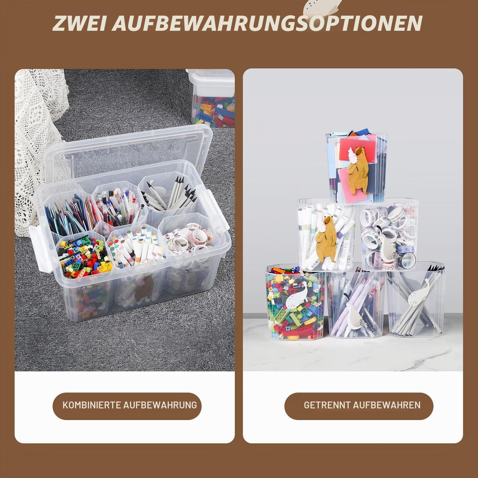 Greentainer 16L Aufbewahrungsbehälter aus Kunststoff Durchsichtige Aufbewahrungsbox mit Deckel, Stapelbarer Mehrzweck-Aufbewahrungsbehälter zum Organisieren von Werkzeugen, Kunsthandwerk & Buntstiften