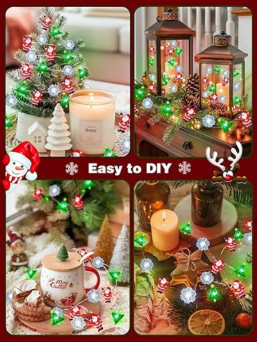 Miniatura 84 de Guirnalda de luces LED en forma de corazones rosas, 3 m, alimentada por pilas, temporizador, luces intermitentes, impermeable, para Navidad