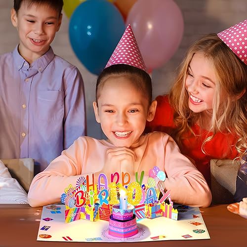 Miniatura 2 de Yinqing Tarjetas de regalo de cumpleaños número 10, tarjeta de feliz cumpleaños con luz y música, tarjeta de cumpleaños desplegable 3D con vela
