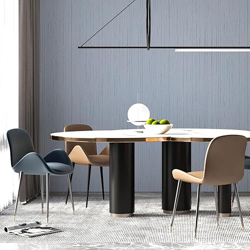 Miniatura 6 de Light Blue Peel and Stick Grasscloth Texture Wallpaper 15.7"x120" Vintage Wallpaper Removable Waterproof Azul claro,Azul marino,Blanco,Negro