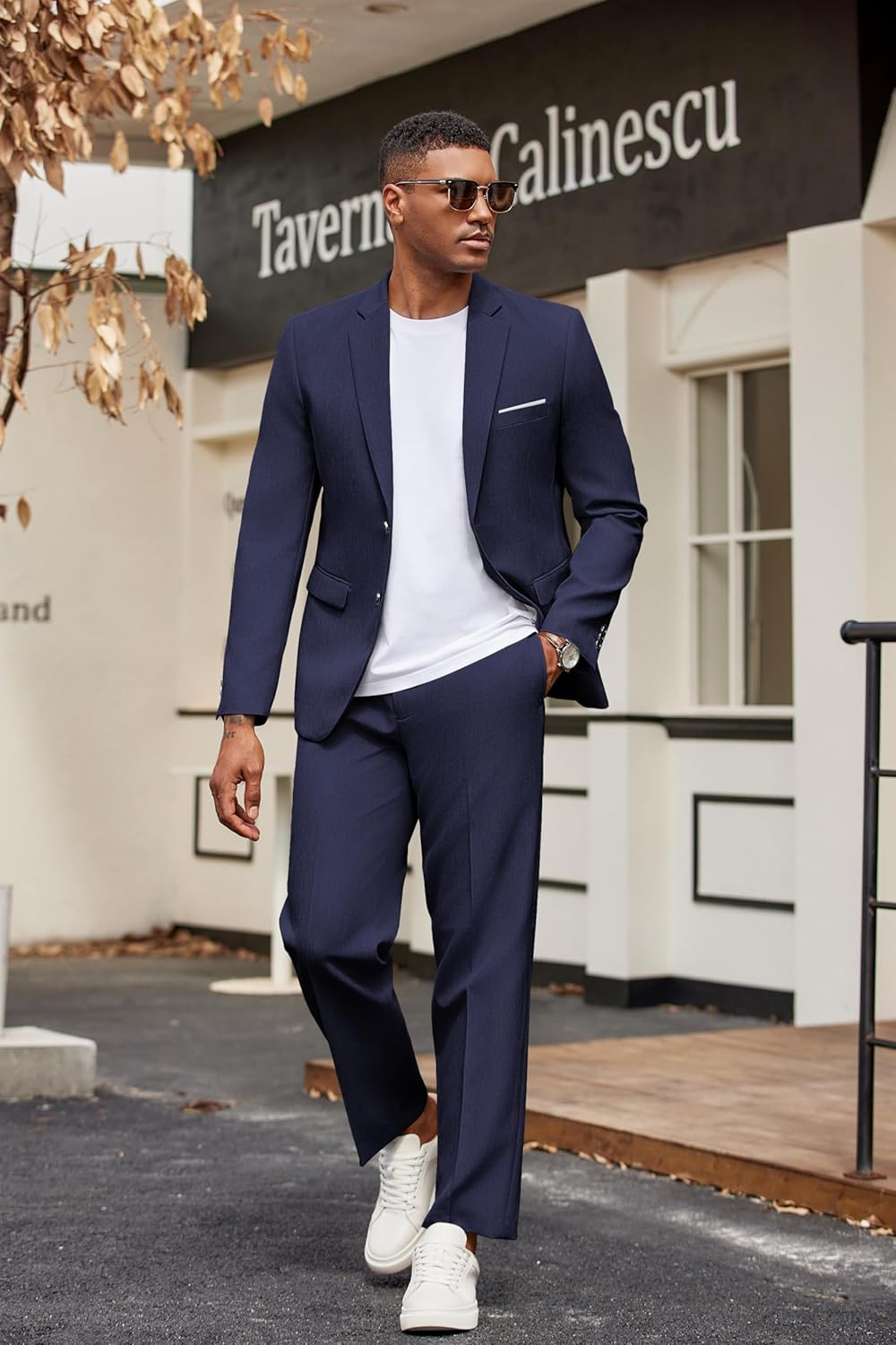 COOFANDY Men's 2 Piece Suits Classic Fit 2 Button Casual Suits Sets Blazer Jacket and Dress Pants for Wedding Business Prom - Image 2