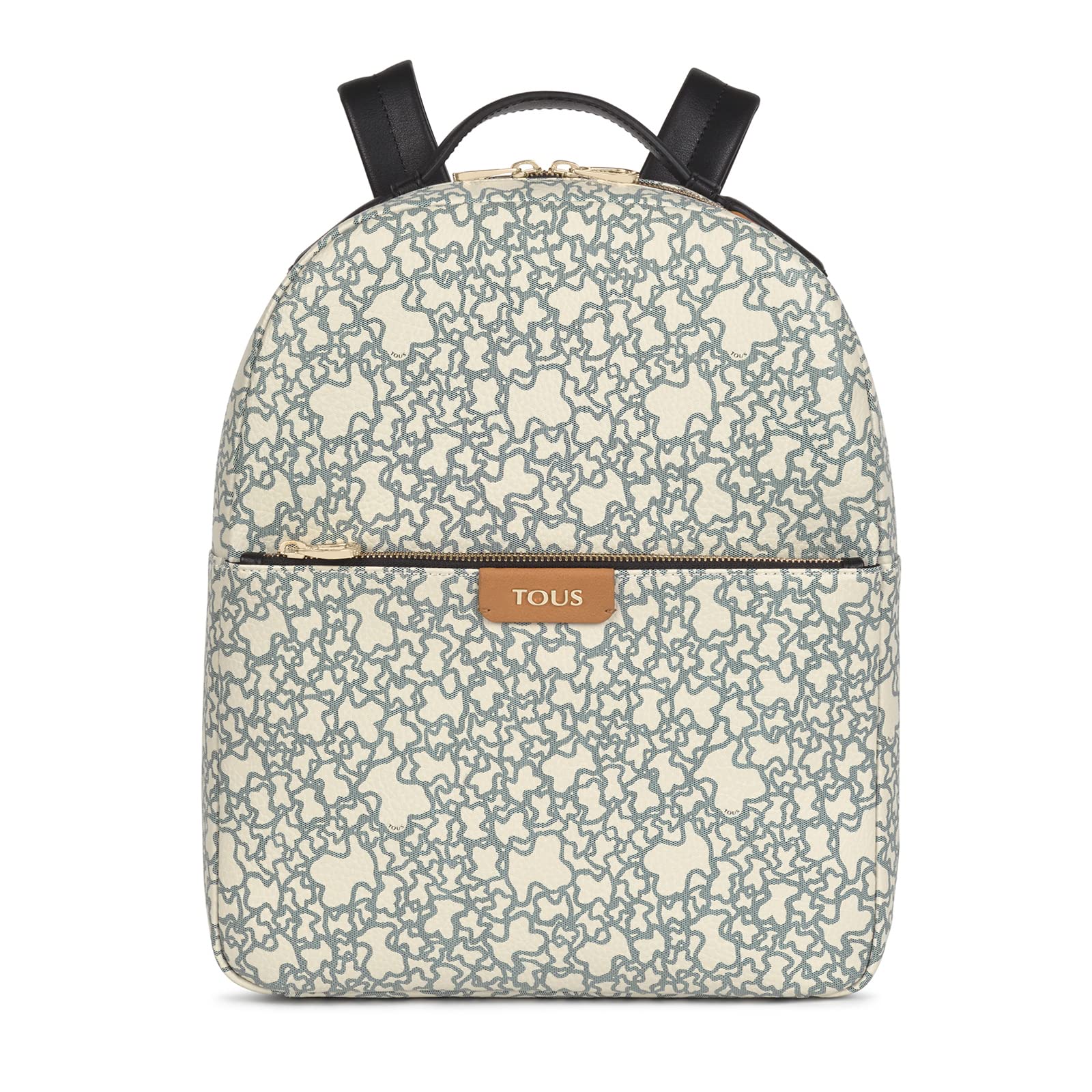 TOUS Mochila de Vinilo con Estampado Kaos en Beige y Negro, Para Mujer, Medidas 39x30,5x12,5 cm, Colección Kaos