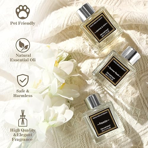 Miniatura 2 de NEVAEHEART Juego de 3 difusores de varillas de 1.7 onzas con varillas, aroma a manzana, canela, melocotón, cereza negra, 1.7 onzas, difusor de