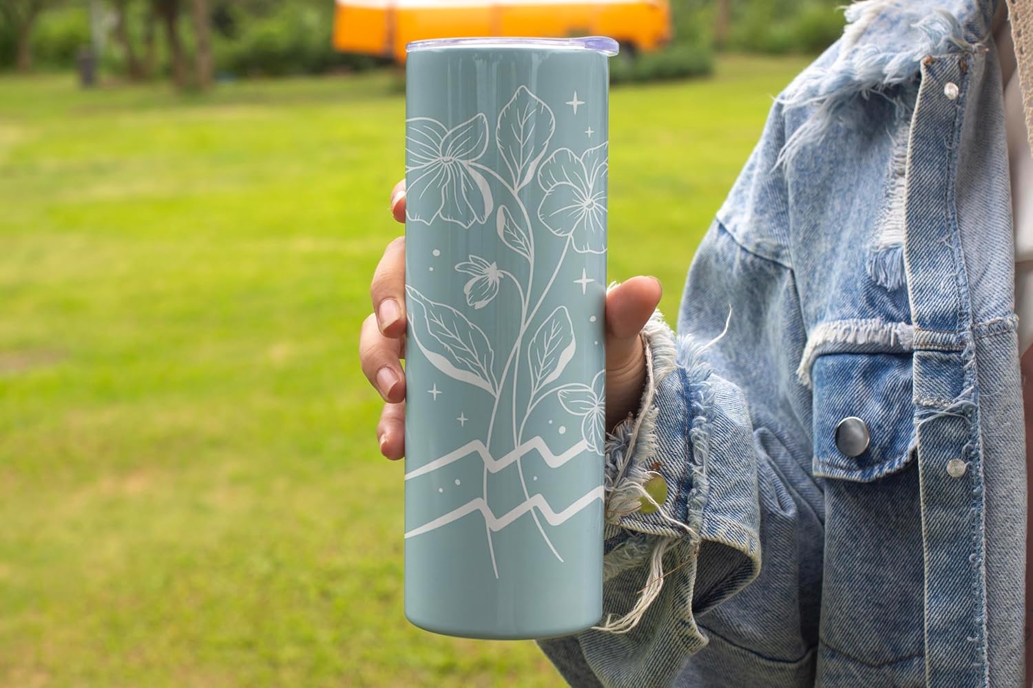 Personalized Birth Flower Tumbler 20 oz with Lid and Straw - Zodiac Sign Custom Name Skinny Tumbler - Astrology Birthday Gift for Women Her - Insulated Stainless Steel Tumbler - Image 7