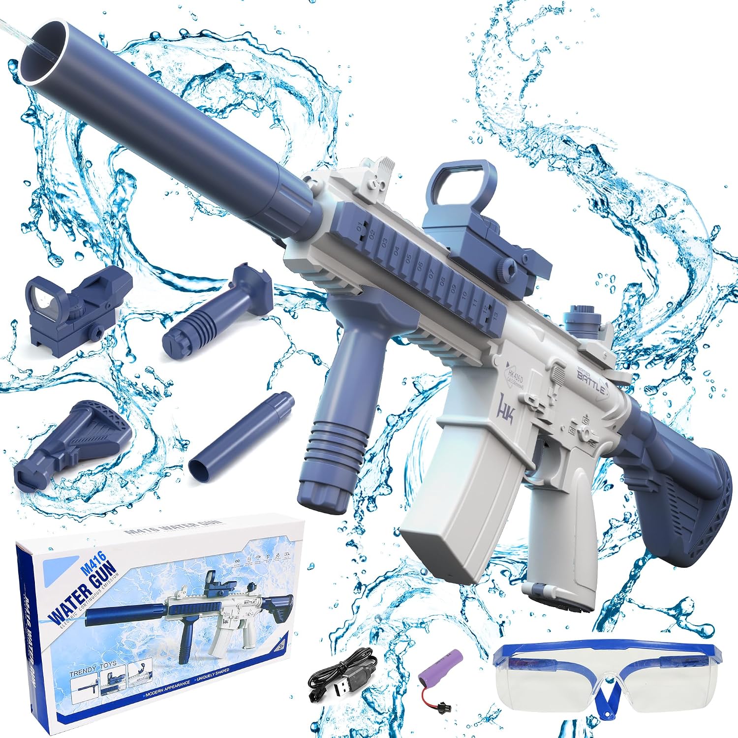 Lot De 4 Pistolets à Eau Feux D'Artifice – Pulvérisation 360° – ABS – Extérieur Piscine – Cadeau Été Enfant 3 Ans