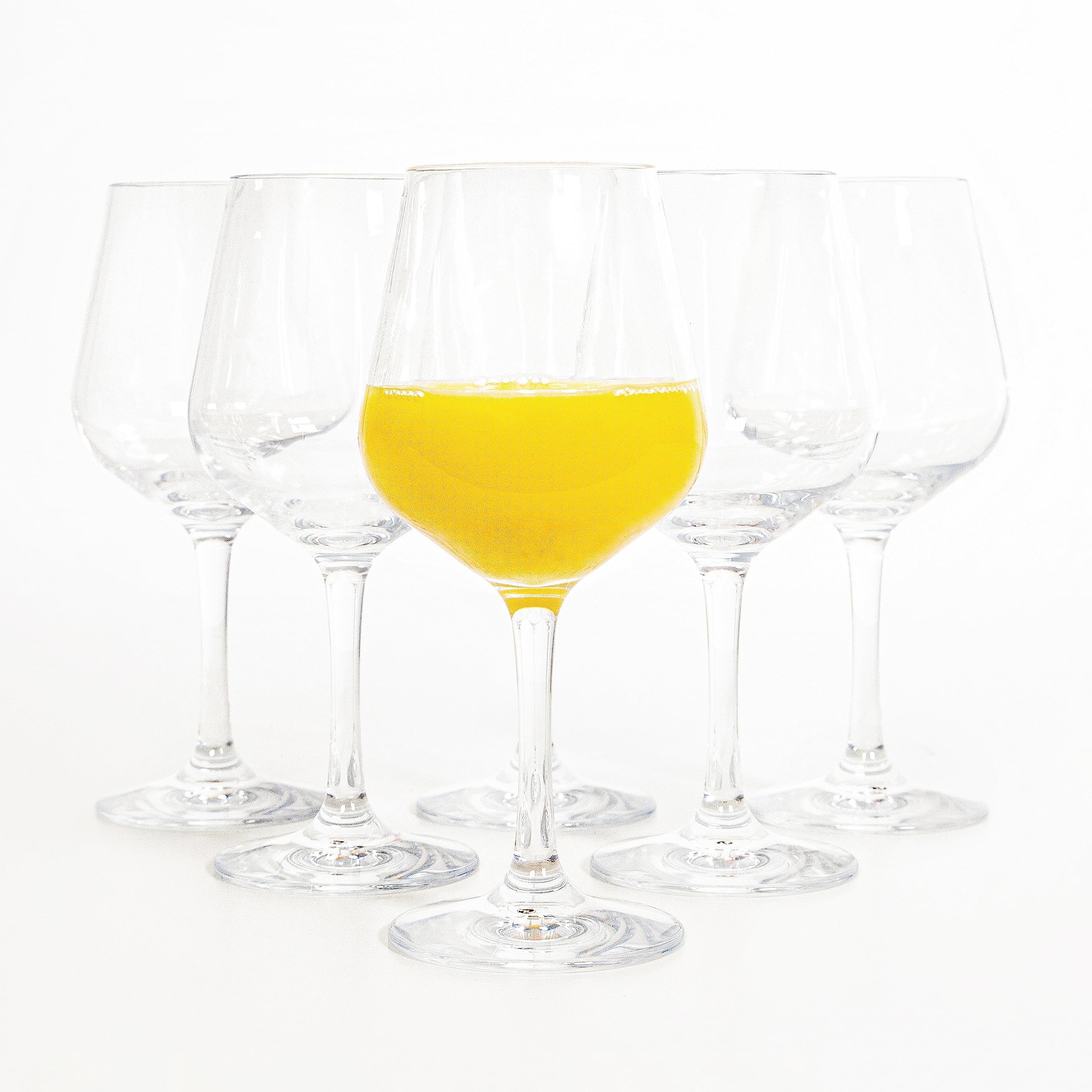 Acrylic Premium Quality Plastic Unbreakable Wine Glasses 290ml | Set of 6 Classic Cups | Reusable, Dishwasher Safe