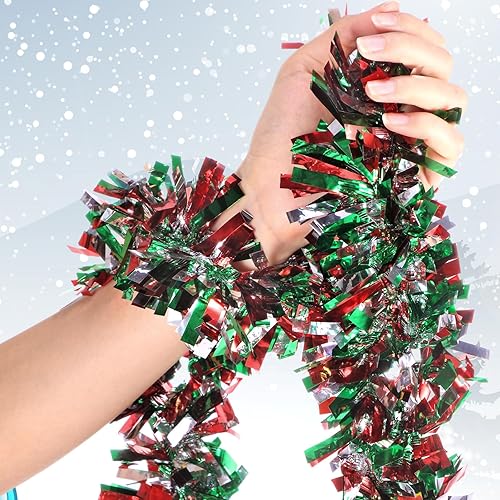 Miniatura 122 de Shappy Guirnalda de oropel negra de 90 pies, 6 rollos para decoración de Halloween, Navidad, guirnalda metálica con purpurina para bodas, fiestas