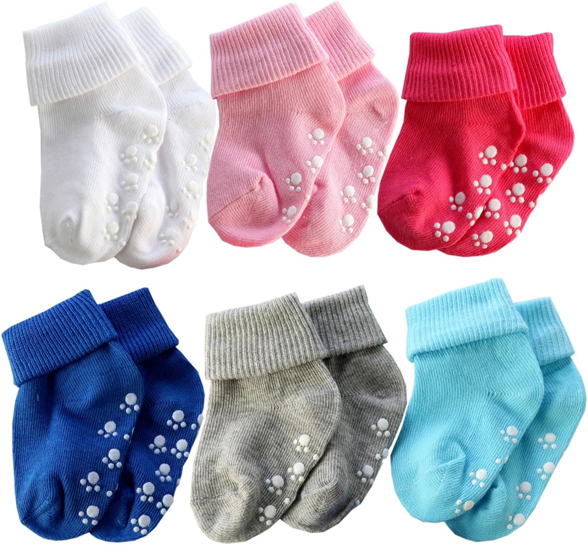 Xiyadun6 &12 Pairs Infant Toddler Baby Kids Turn Cuff Ruffle Cotton Socks