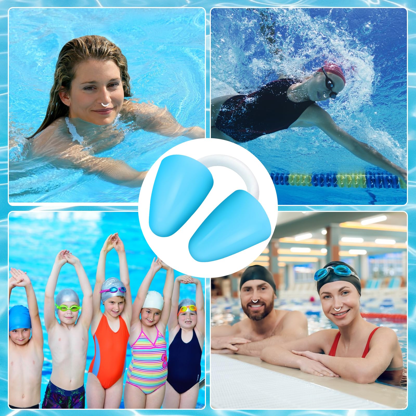 Pinzas Nariz Natación Silicona Tapón Nariz Clip Natación Surf Rafting Buceo Adultos Azul
