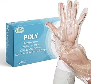 EcoQuality Disposable Food Prep Gloves - Plastic Food Safe Food Handling Poly Glove, Food Service, Cooking, Cleaning, One Size Fits Most (500)