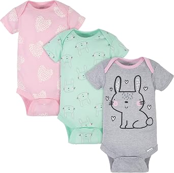 3-Pack Baby Girls Short Sleeve Onesies Bodysuits