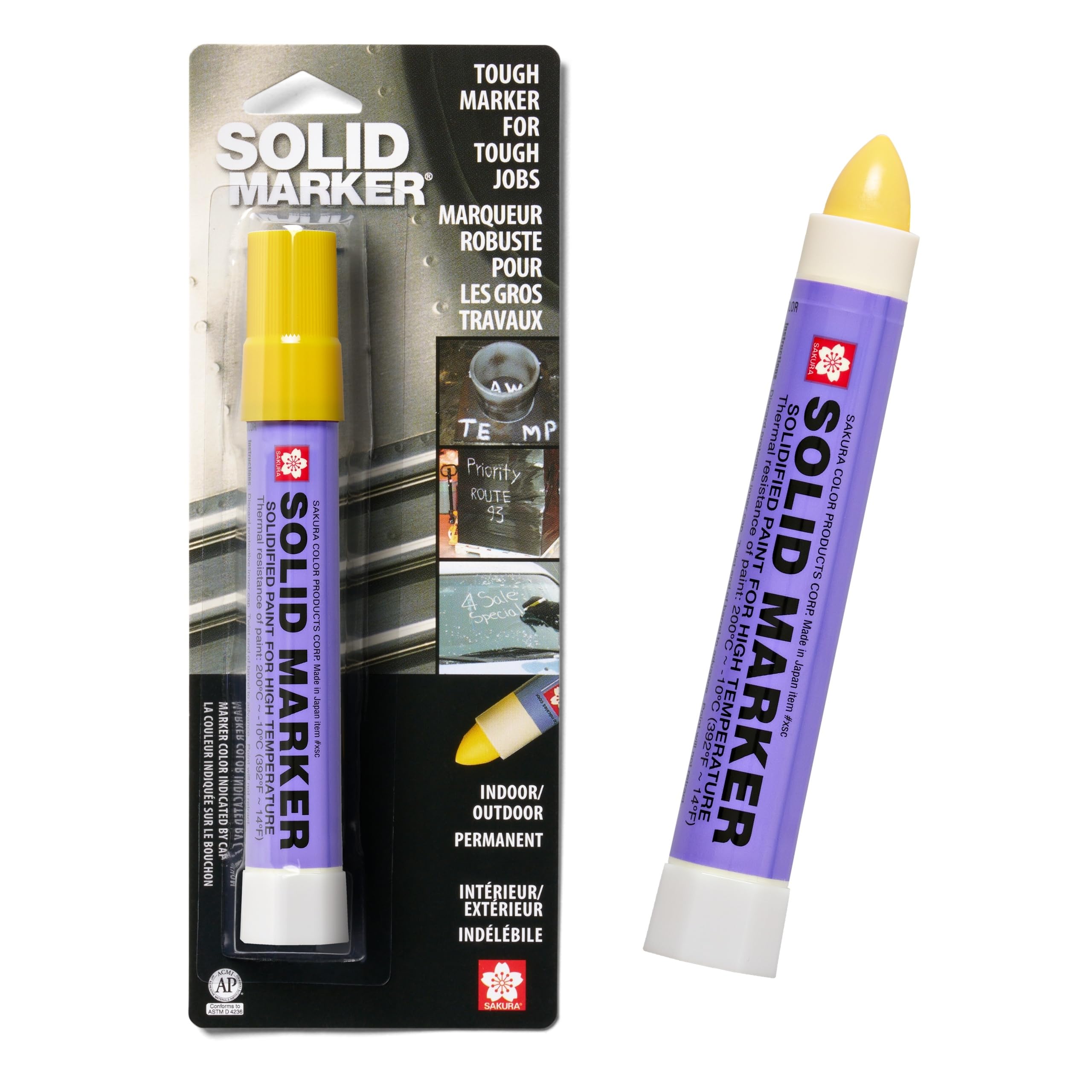 Sakura Solidified Paint Solid Marker, 14 to 392 Degrees F, Yellow
