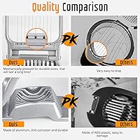 Vista 4 de Cortador de huevos para huevos duros, alambre de acero inoxidable, cortador de huevos de aluminio resistente multiusos para huevos, ensaladas, Rojo