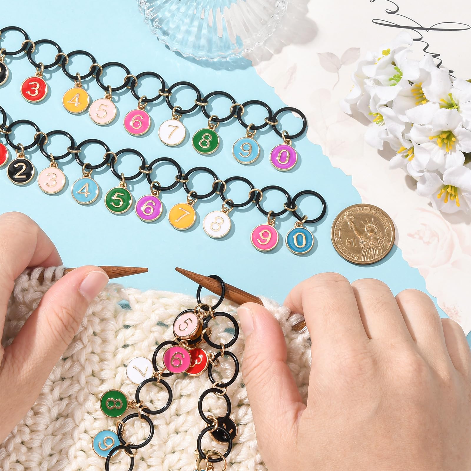 COGCHARGER 3 catene numerate per lavorare a maglia e uncinetto