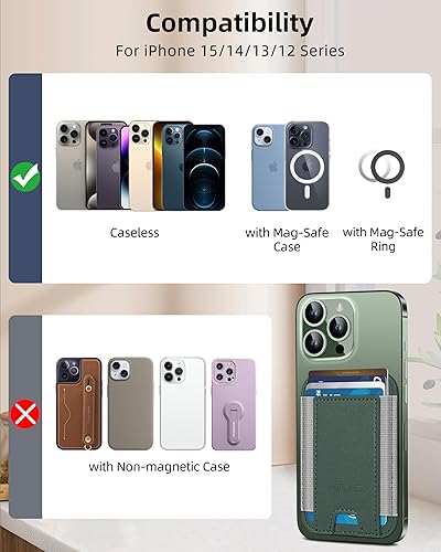 Miniatura 149 de HiWe Cartera MagSafe, cartera magnética más fuerte para iPhone 17/16/15/14/13/12, soporte para 7 tarjetas, RFID delgado minimalista de cuero, 1