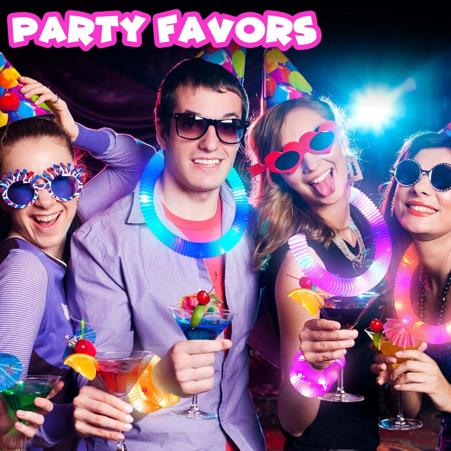 Light Up Glow Sticks Party Favors for Kids, Pop Fidget Tubes Sensory Toys for Toddlers Boys Birthday Gift for Girls Goodie Bag Stuffers Halloween Christmas Party Supplies Stocking Stuffers 6pcs