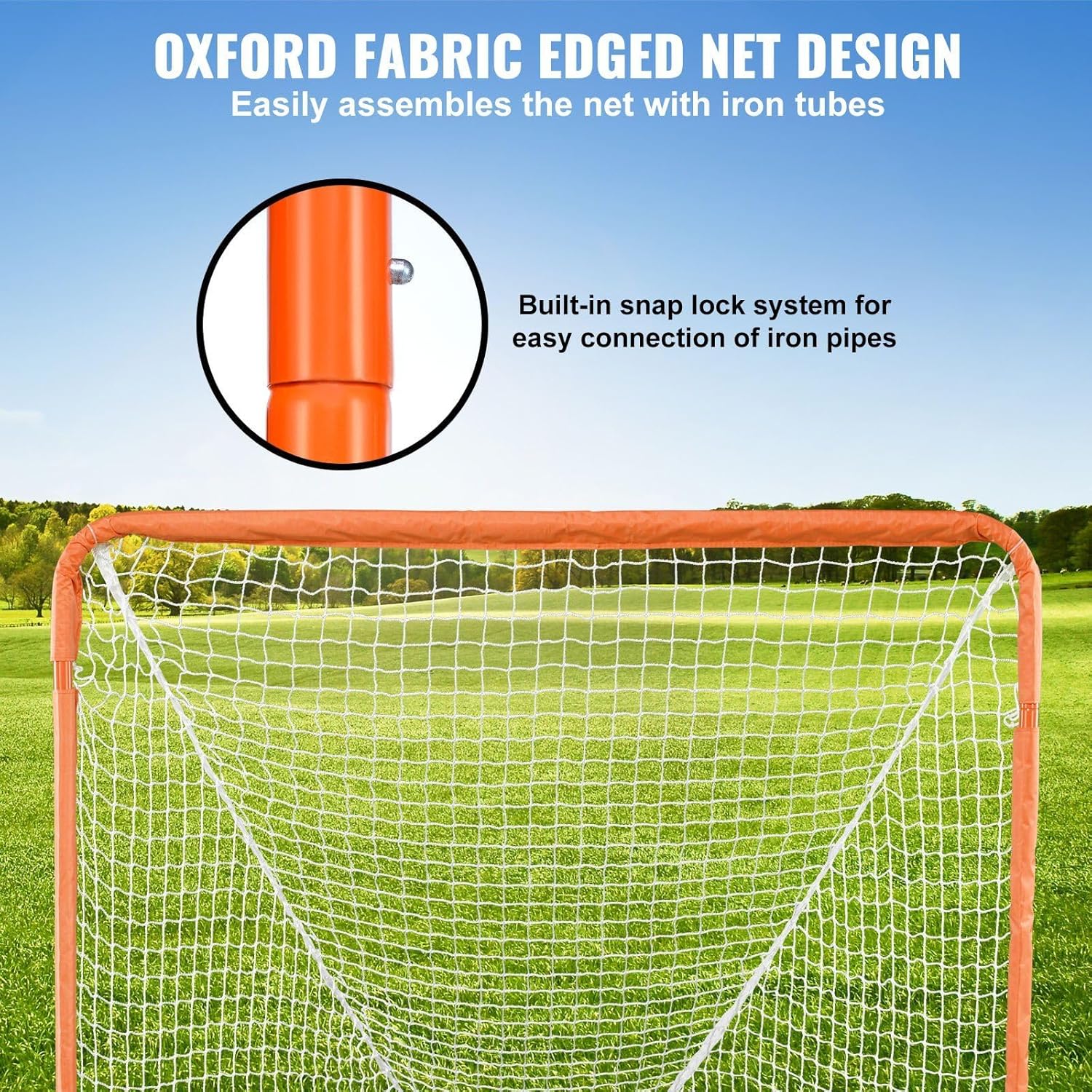 Lacrosse Goal, 4' x 4' Small Kids Lacrosse Net, Folding Portable Lacrosse Goal with Carry Bag, Iron Frame Backyard Training Equipment, Quick &Easy Setup, Perfect compatible with Youth Training, Orange
